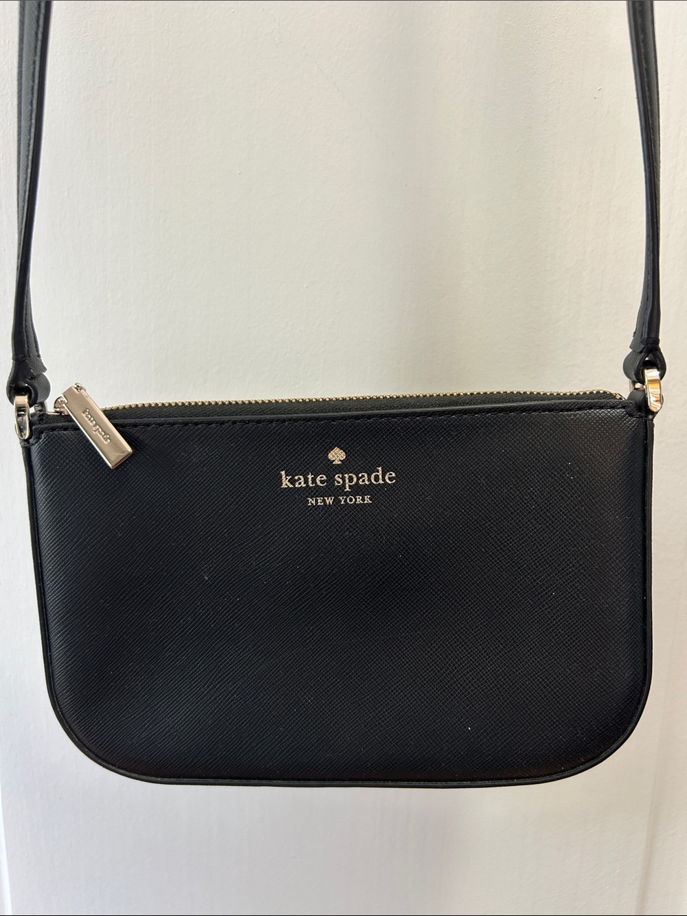 kate spade Black Saffiano Crossbody with Gold Logo
